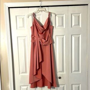 Minuet Petite Pink Ruffled Wrap Dress